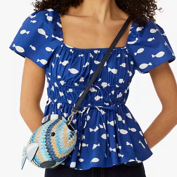 Kate Spade What A Catch 3D Fish Crossbody Purse ~ Woven Novelty Handbag ~ 3d Bag - Picture 4 of 8